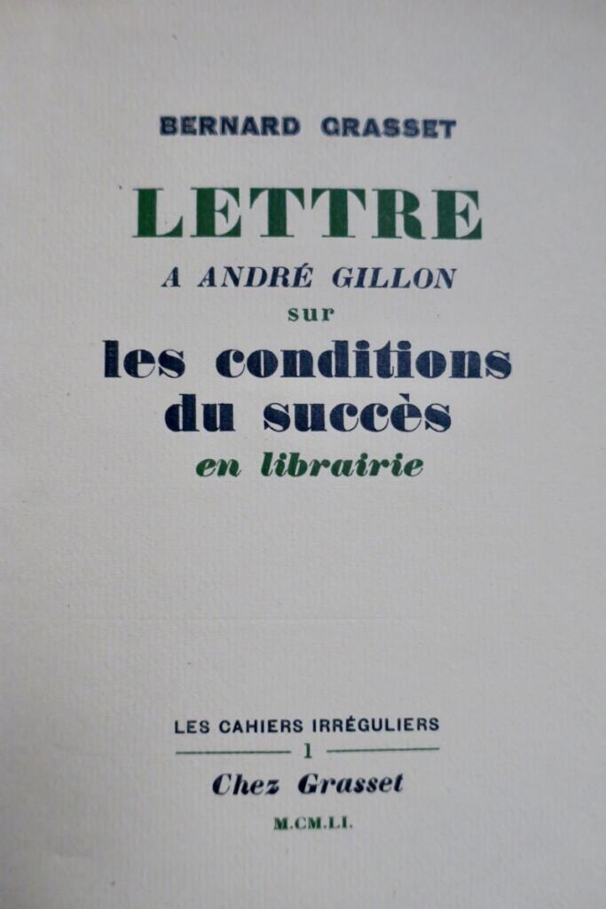 Brief an André Gillon über die Bedingungen des Erfolgs im Buchhandel