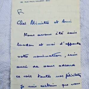 Lettre manuscrite autographe Michel Robida