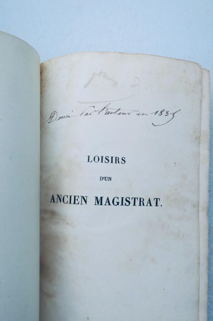 magistrat LOISIRS eines ALTEN MAGISTRATS von DE VILLIERS du TERRAGE 1834