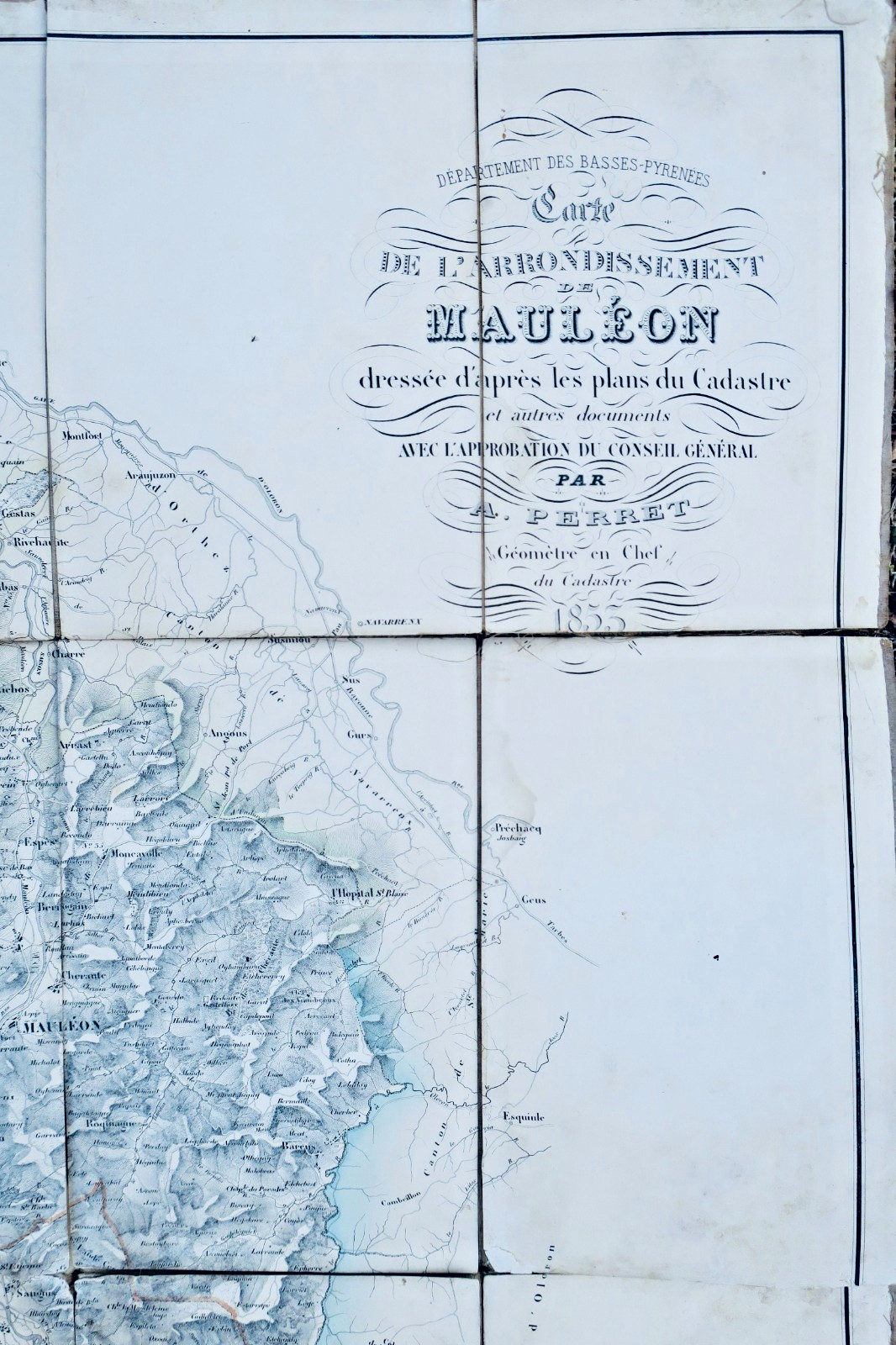 Mauléon star chart mounted on linen 79 x 103 cm. 1853. (64)