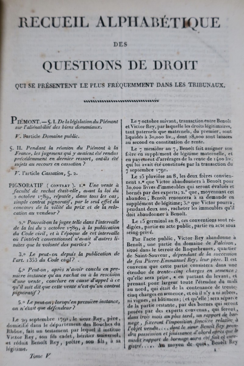 MERLIN M. Alphabetische Sammlung von Rechtsfragen 1820