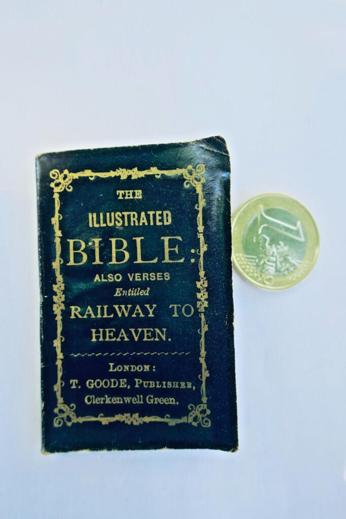 miniature BIBLE. The Illustrated Bible: also verses entitled Railway 40x63 mm.