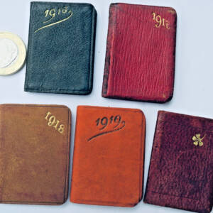 Tiny 1916–1920 war pocket diary, 35 x 50 mm.