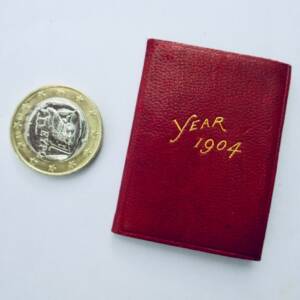Tiny calendar watch, 1904, morocco binding, 50 x 36 mm