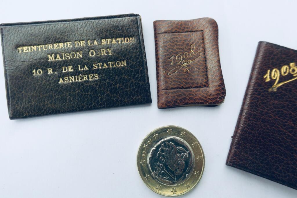 minuscules 3 agendas, calendriers.. 1908 33 x 46 mm. & 23 x 33 mm.
