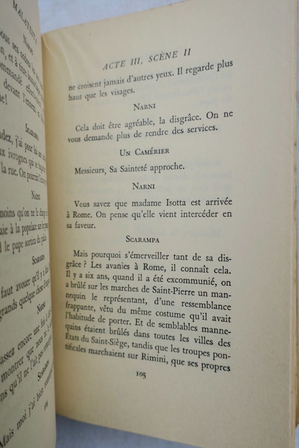MONTHERLANT MALATESTA. PIECE EN QUATRE ACTES NRF blanche