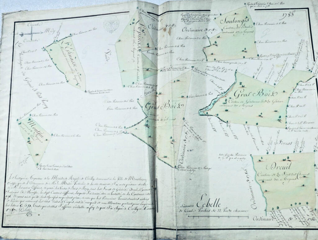 Montluçon 1787 arpenteur Cerilly Dreuil grosbois, Soulongis Epinasse Montfin