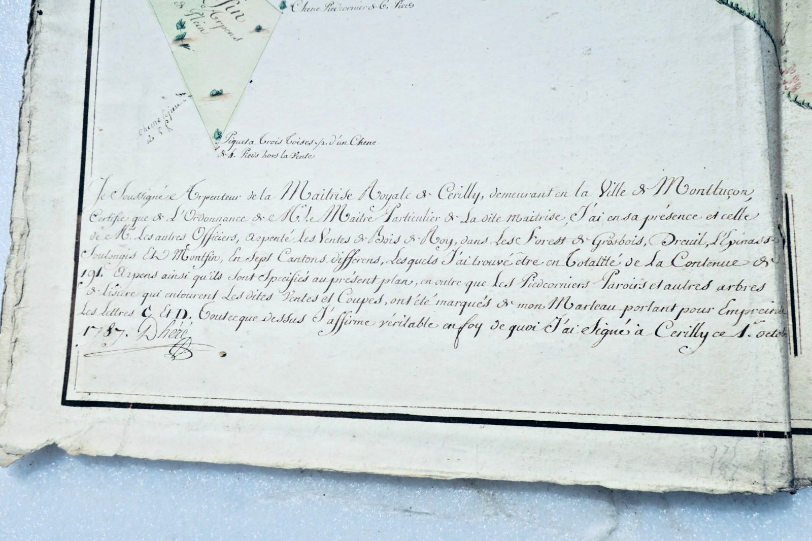 Montluçon 1787 surveyor Cerilly Dreuil Grosbois, Soulongis Epinasse Montfin