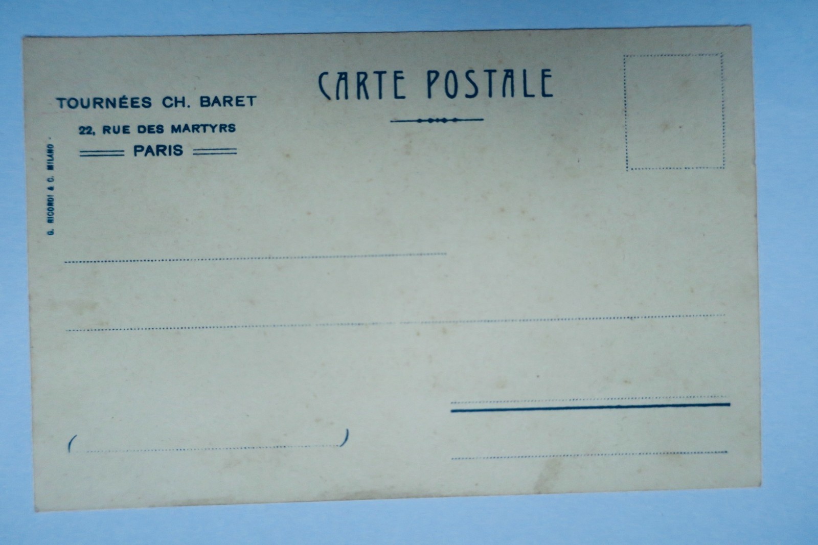 Montmartre Ch. Baret Impresario, Tournée Raffles Rue des Martyrs Gentilhomme