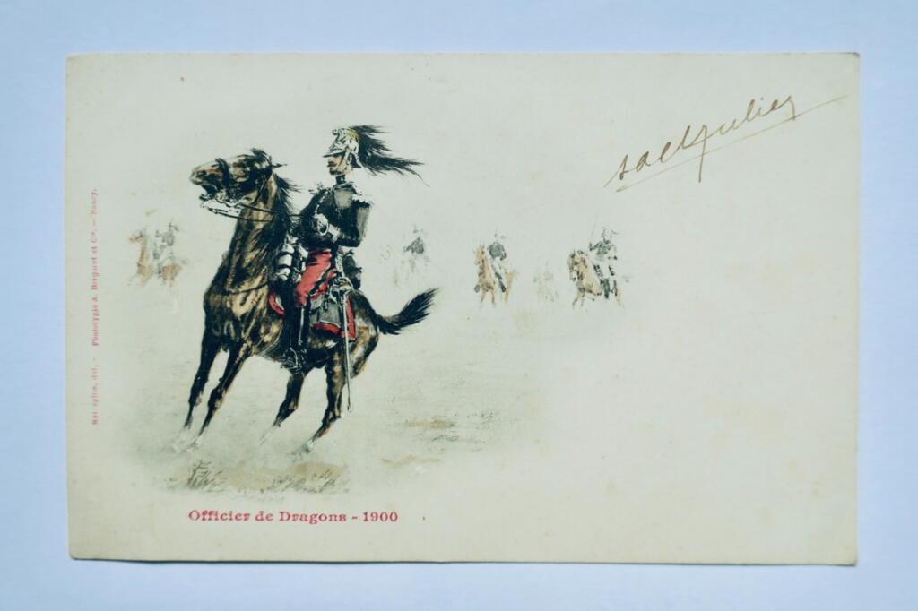 Officier de dragons 1900 Malespine del. Bergeret Nancy