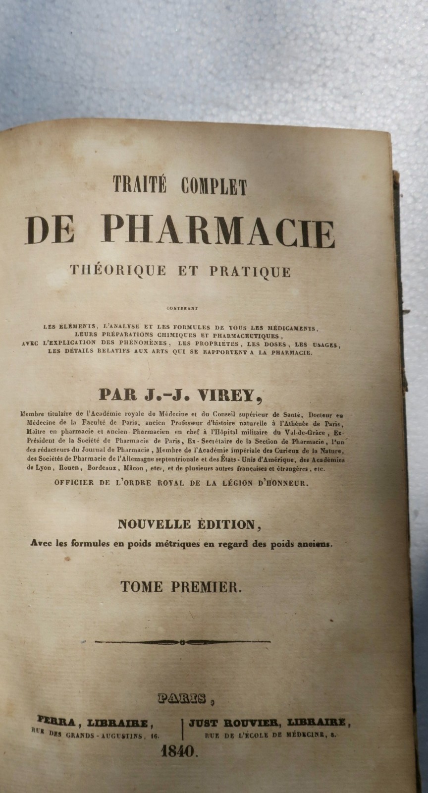 pharmacie VIREY Traité complet de pharmacie théorique et pratique 1840 - La Librairie Antique