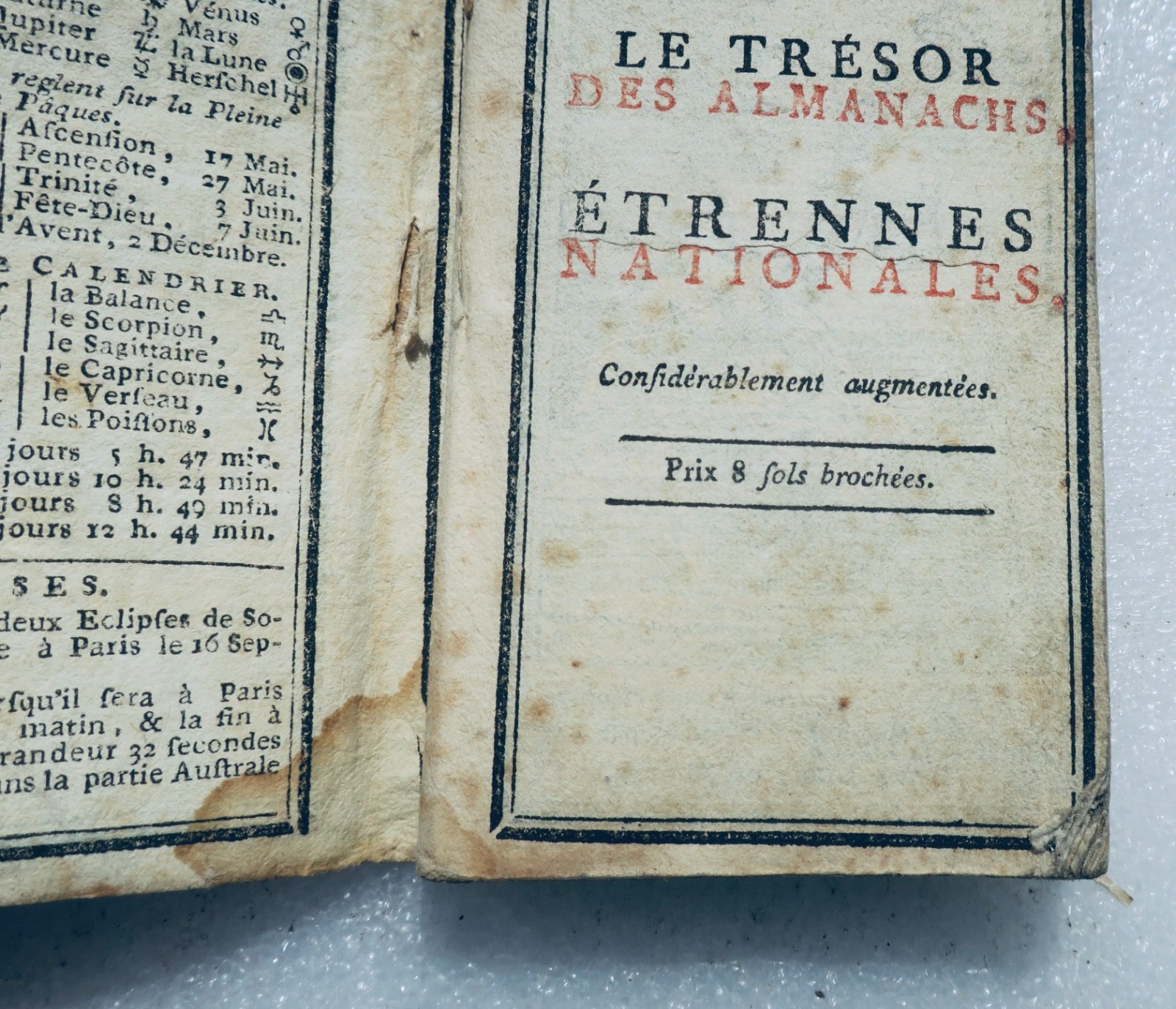 1792年刊行の革命期の国民向け年始贈答書「Les Étrennes nationales, curieuses et instructives」