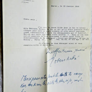 Robert DEBRE lettre autographe manuscrite & signée