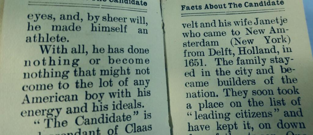 Roosevelt for president FACTS ABOUT THE CANDIDATE miniature book 1904 USA