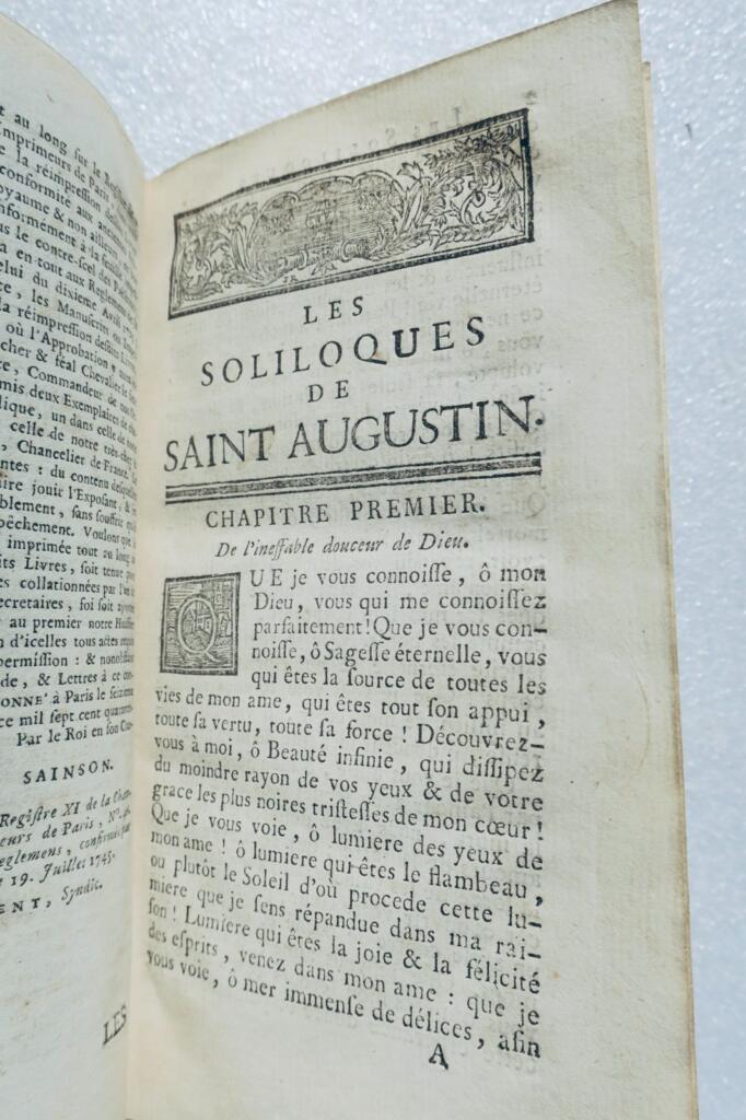 Saint Augustin Les soliloques le manuel et les méditations de ST AUGUSTIN 1756