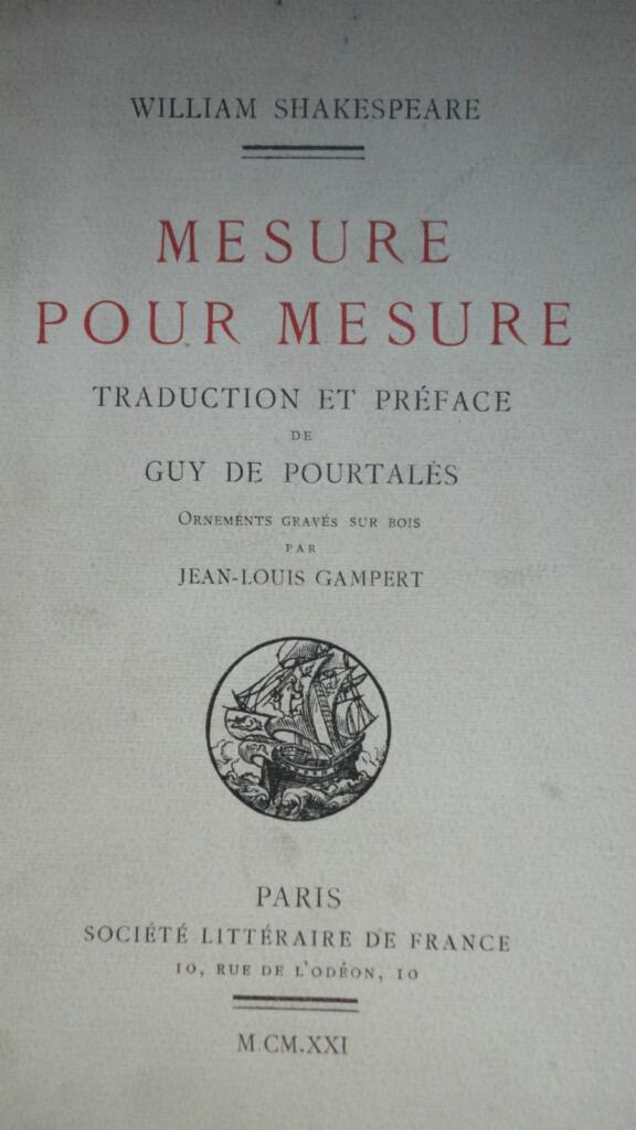 SHAKESPEARE Mesure pour mesure ILLUSTRE par Gambert