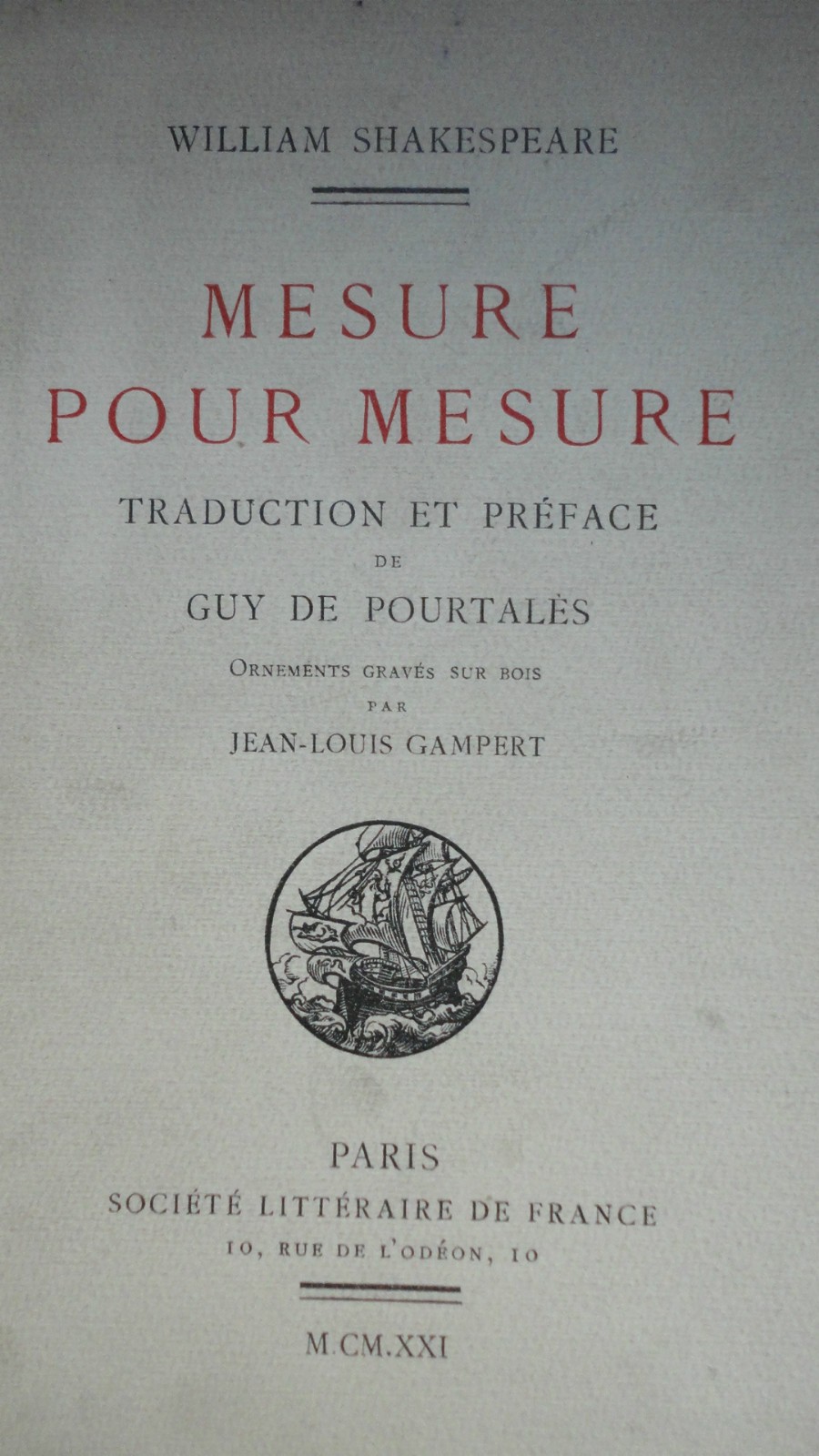 SHAKESPEARE Mesure pour mesure ILLUSTRE par Gambert - La Librairie Antique