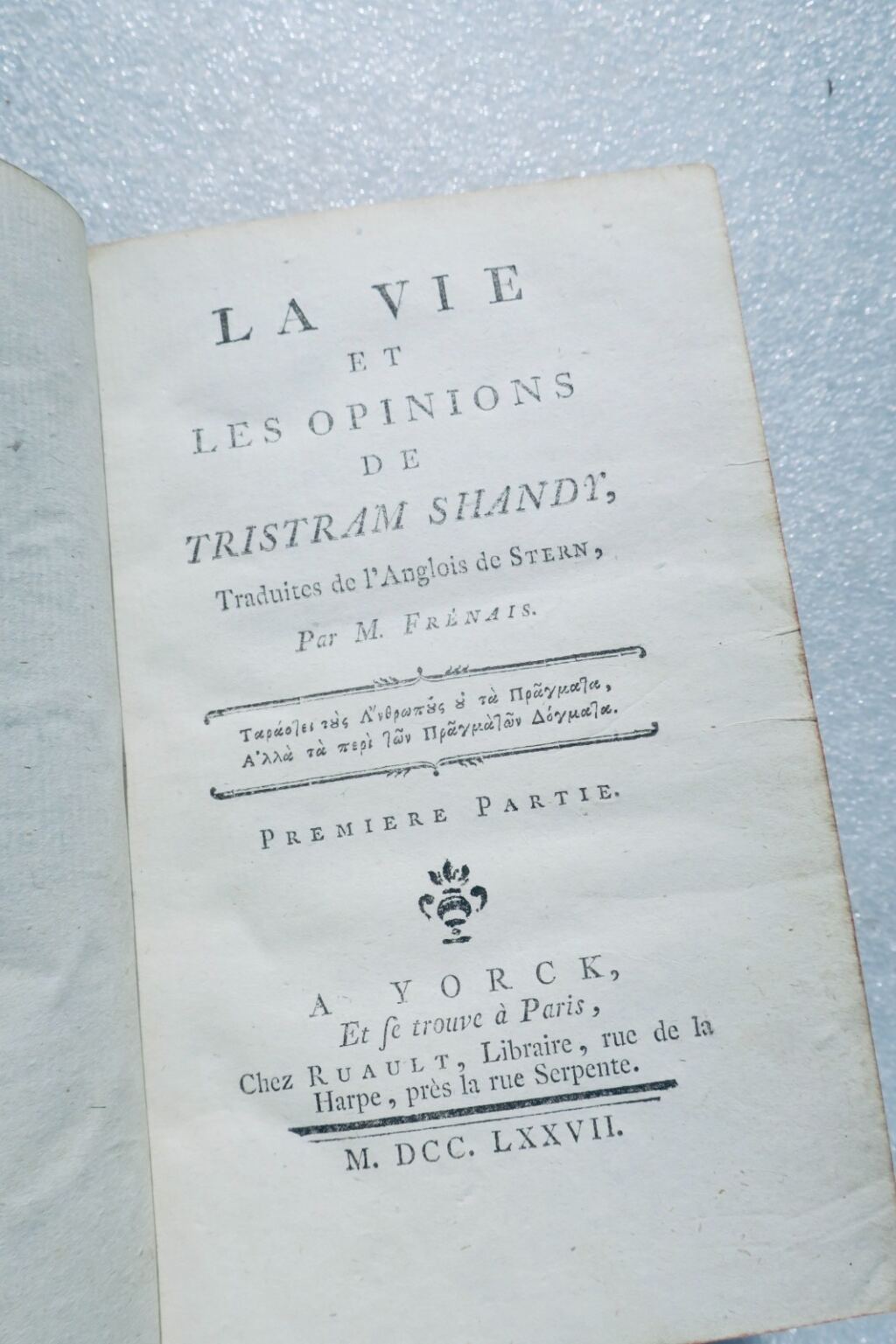 STERNE, Laurence LA VIE ET LES OPINIONS DE TRISTRAM SHANDY