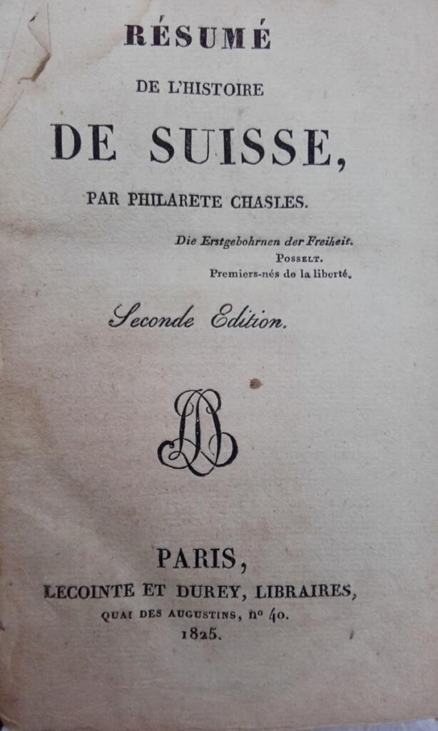 スイス 1825年刊 『スイス史概要』