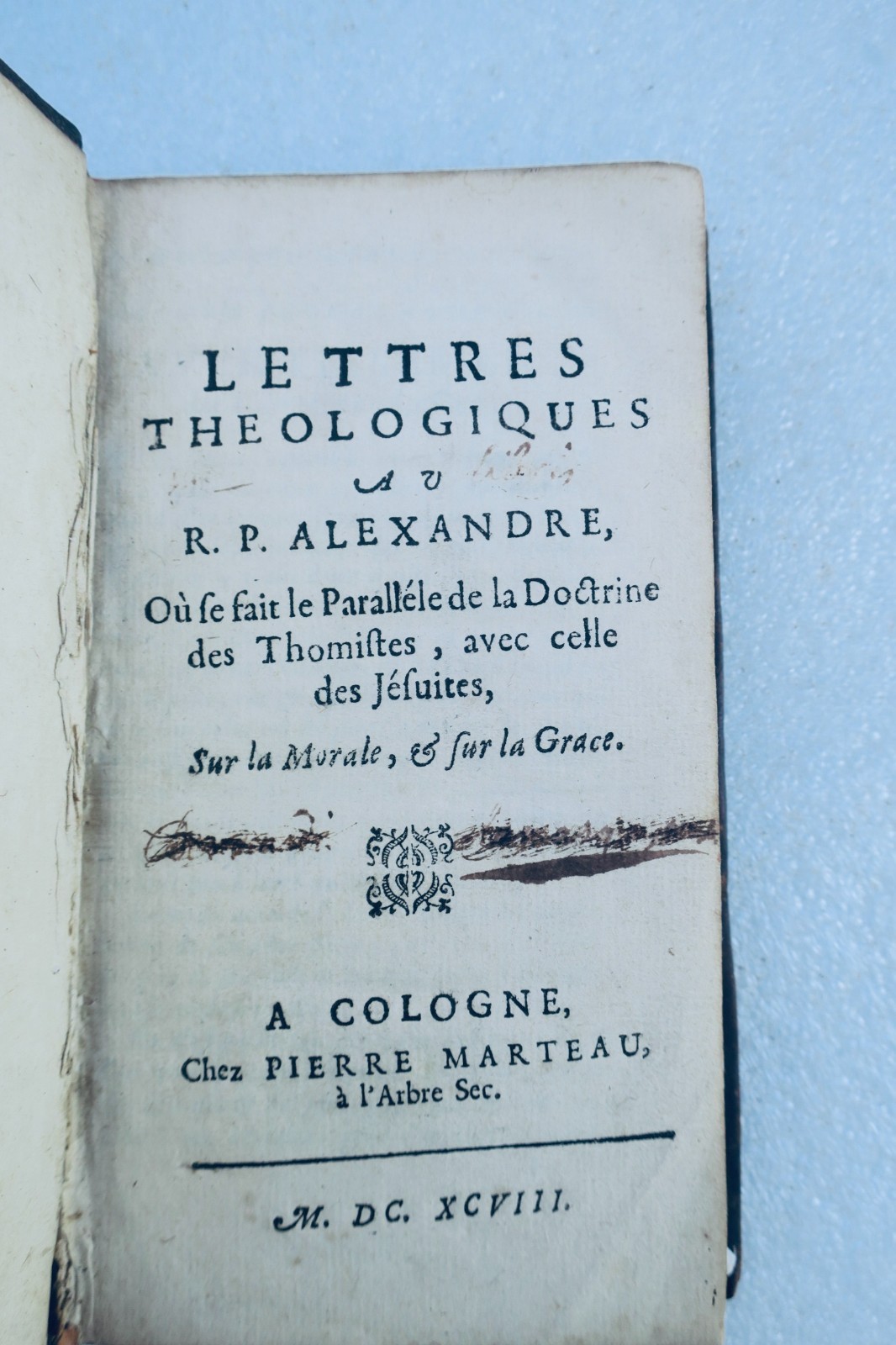 トミス会のイエズス会員、神学書簡集、1698年、アレクサンドル師宛