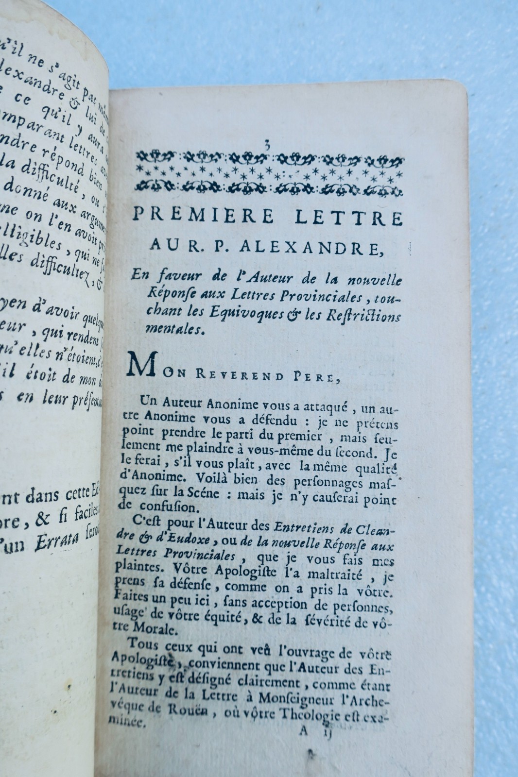 トミス会のイエズス会員、神学書簡集、1698年、アレクサンドル師宛