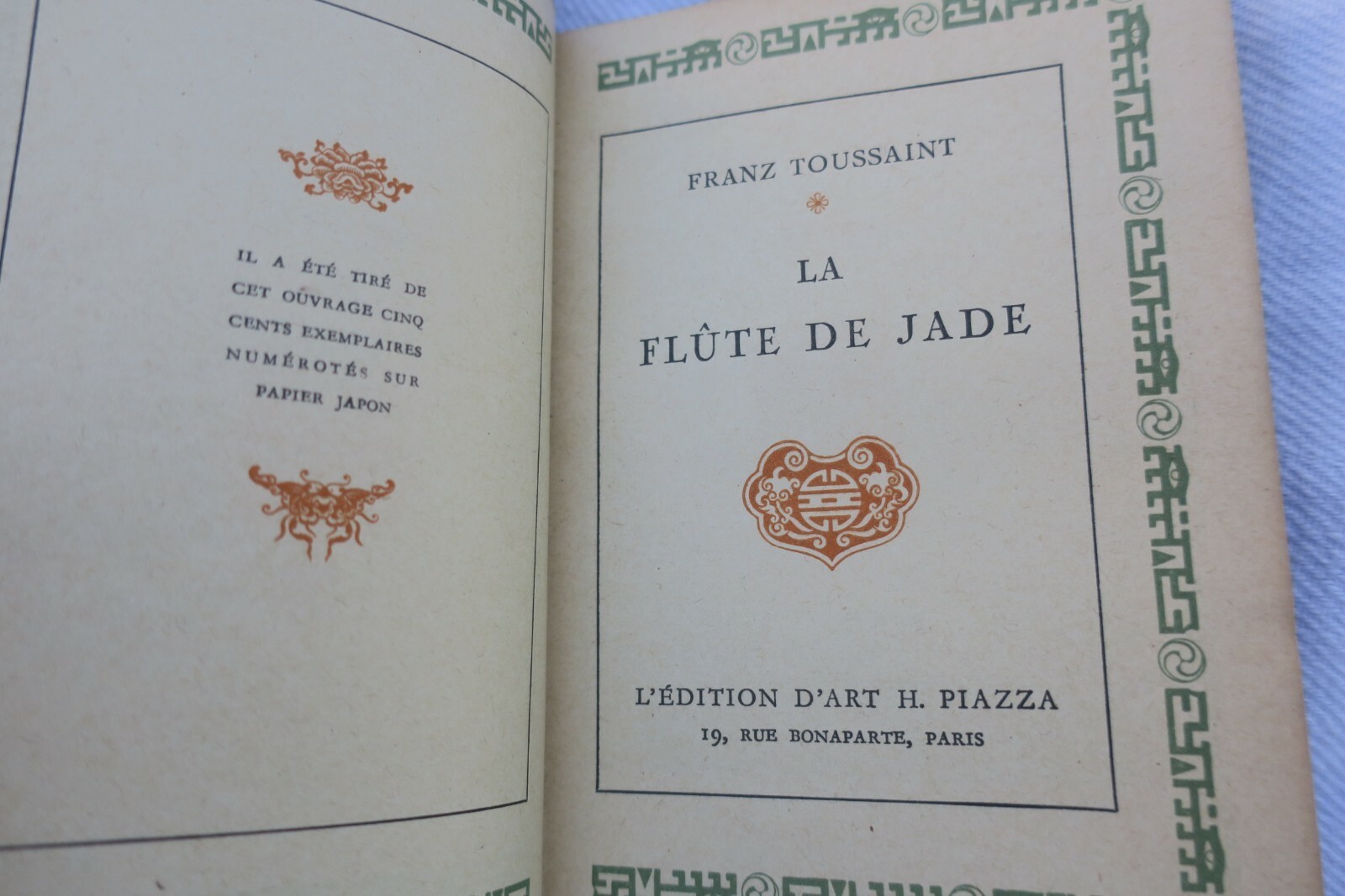 Toussaint La Flute de Jade Piazza