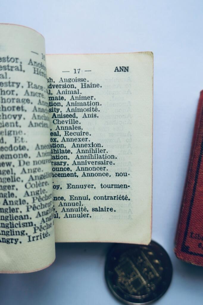 Lilliput translator dictionary French‑English English‑French miniature 60 × 40 mm