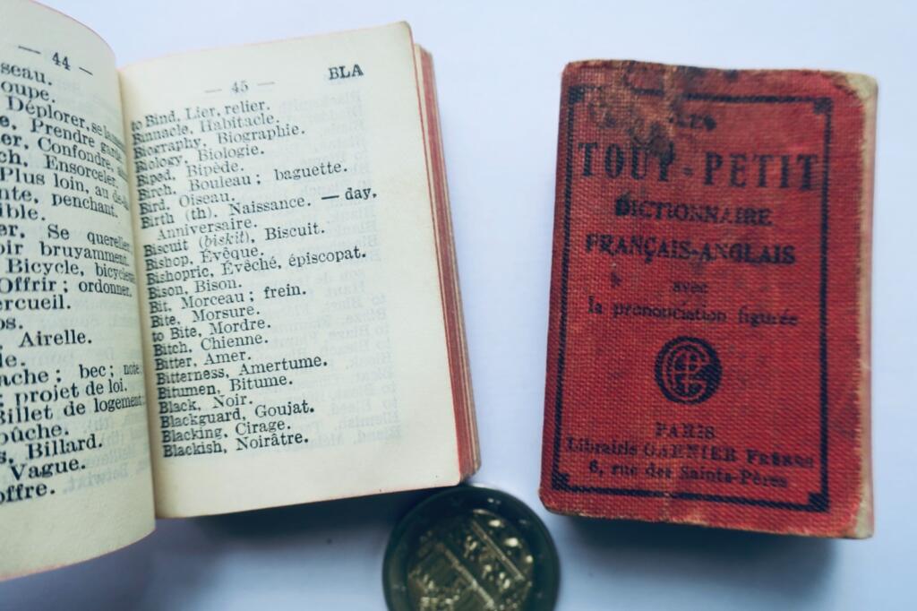 Lilliput translator dictionary French‑English English‑French miniature 60 × 40 mm