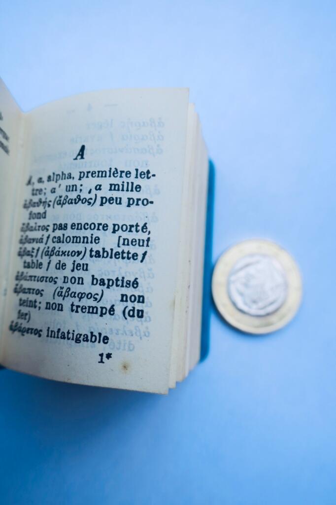 Übersetzer Wörterbuch Neugriechisch-Französisch Miniatur 36 x 50 mm