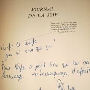 VENDEUVRE Philippe de Journal de la joie. + envoi de l'auteur