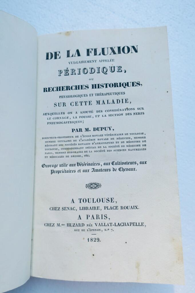 Veterinary Dupuy Fluxion, commonly called periodic. Historical research