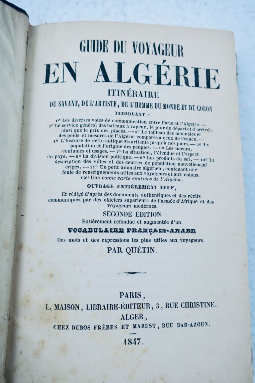 Algeria Guide to the Traveller in Algeria. Itinerary for the Scholar, the Artist 1847