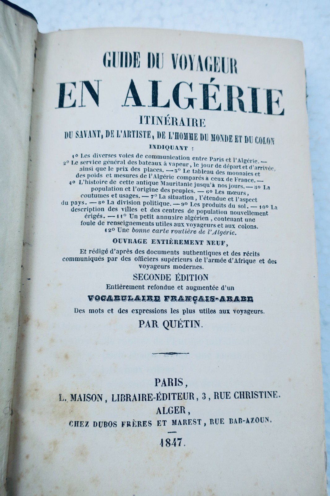 algérie Guide du Voyageur en Algérie. Itinéraire du Savant, de L'artiste 1847 – Image 6