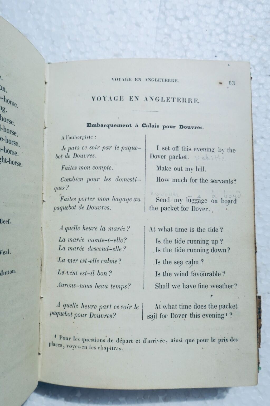 英語。『フランス人旅行者のためのイギリス小案内』 1842年