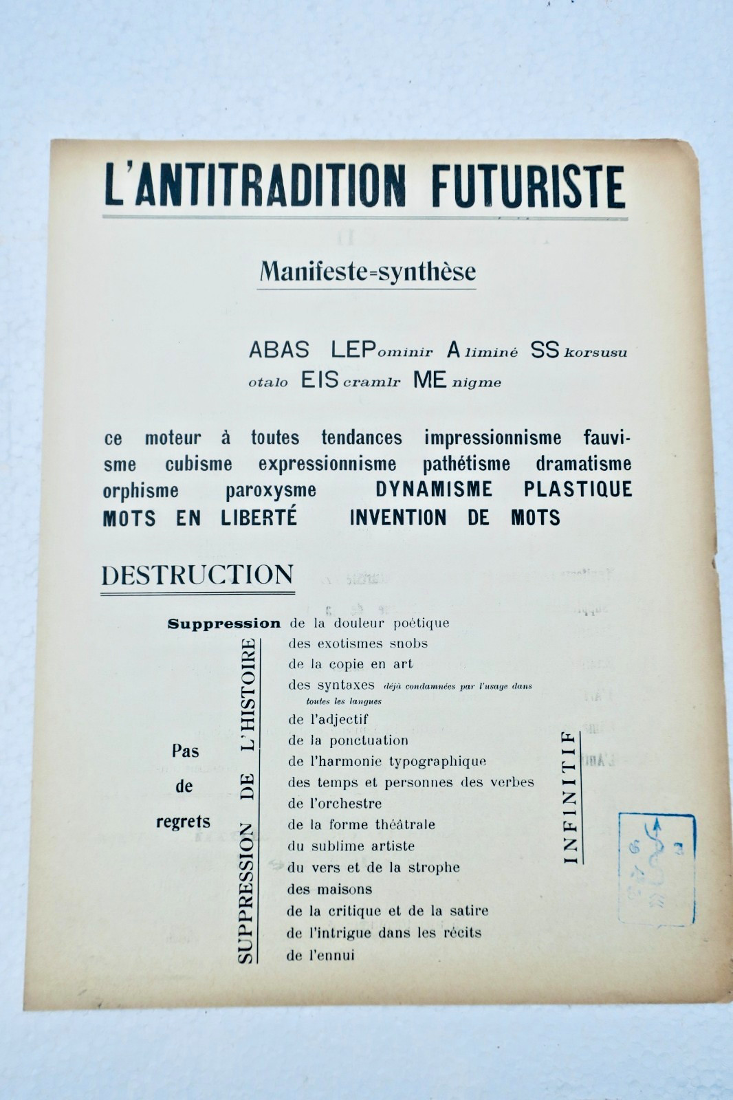 Apollinaire L'Antitradition futuriste Exlibris von Apollinaire