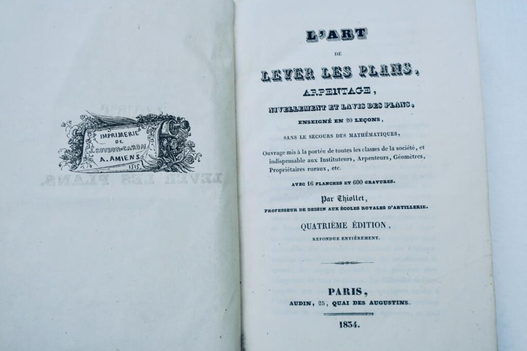 arpenter lever les plans, arpentage nivellement et lavis des plans THIOLLET 1834