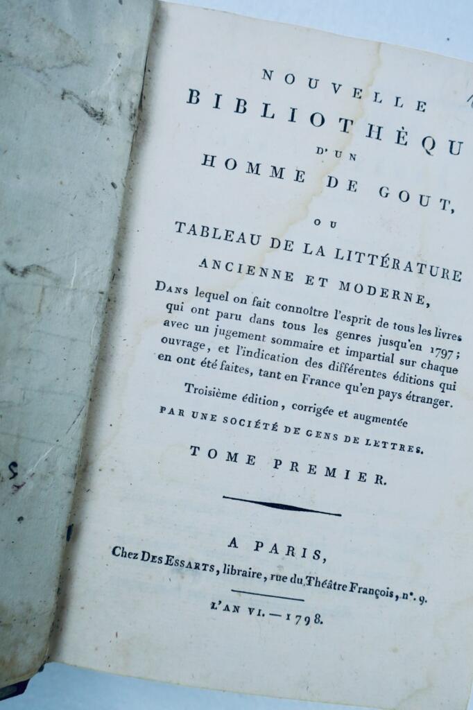bibliothèque d’un homme de goût, ou tableau de la littérature 1798