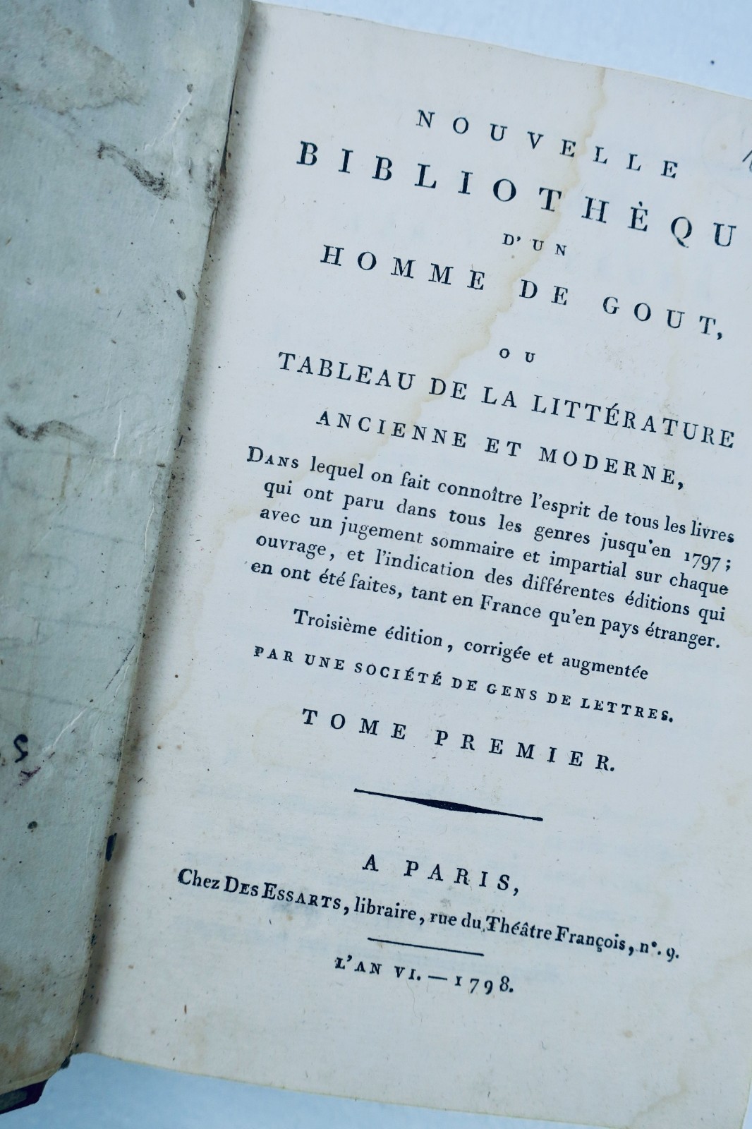 Bibliothek eines Mannes von Geschmack oder Literaturspiegel 1798