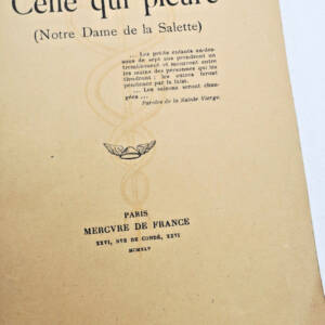 BLOY LEON Celle Qui Pleure (Notre Dame De La Salette) 1945