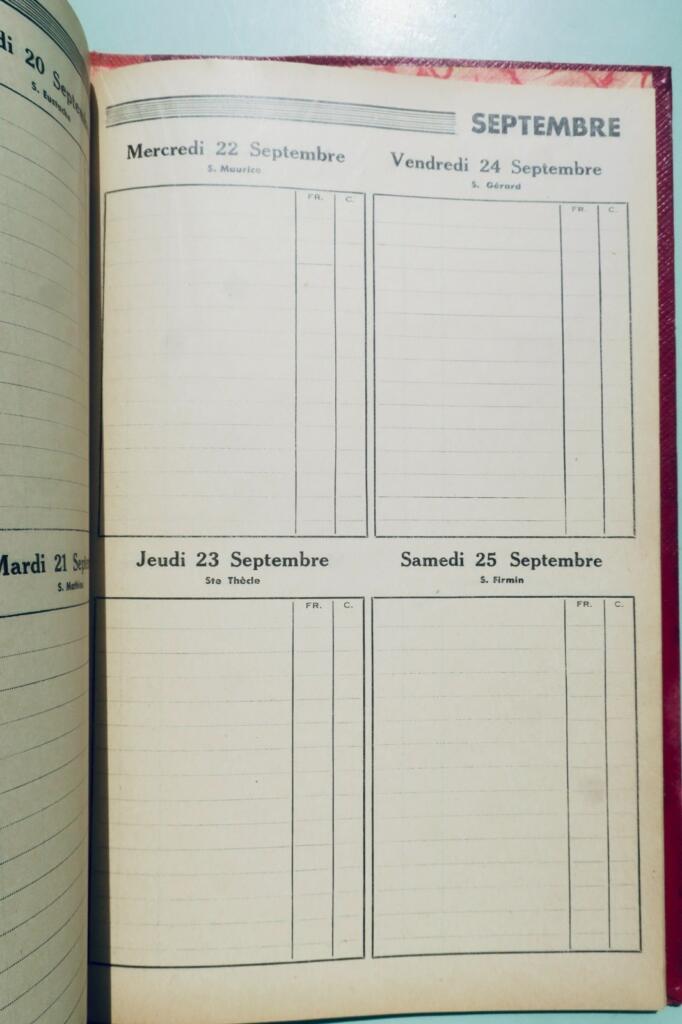 Bordeaux Agenda der Cafés Masset 1937