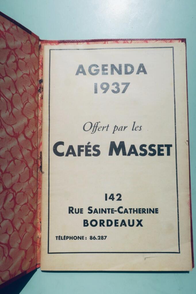 Bordeaux Agenda der Cafés Masset 1937