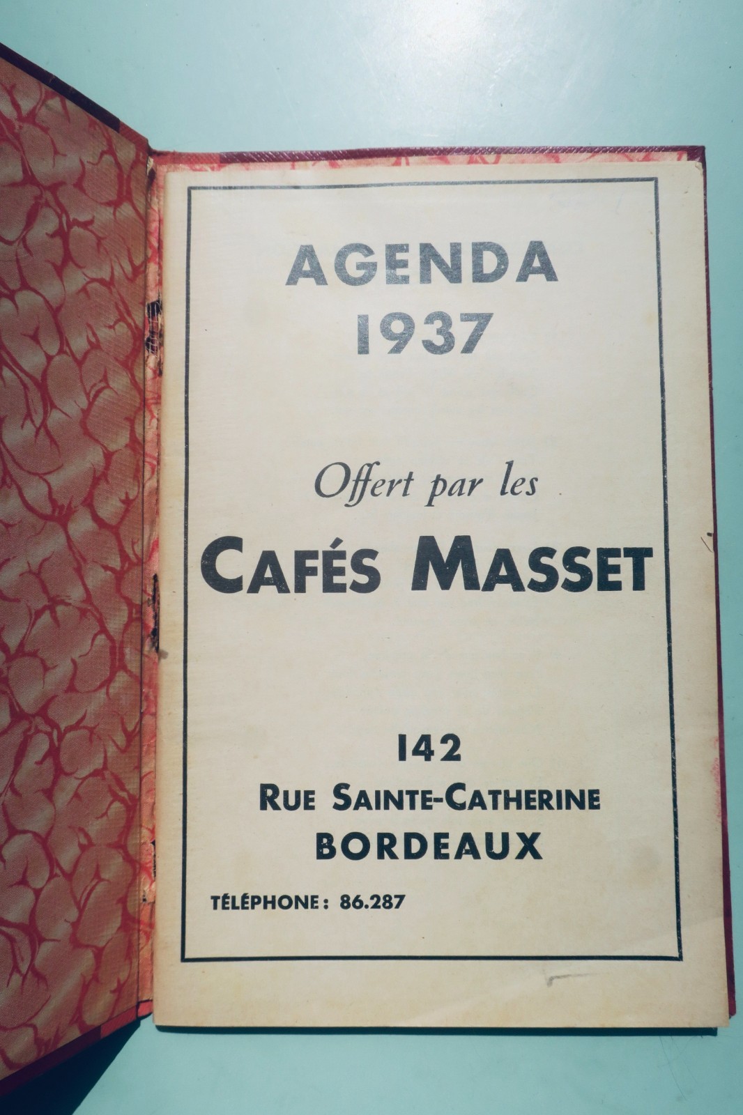 波爾多1937年Masset咖啡館行事曆
