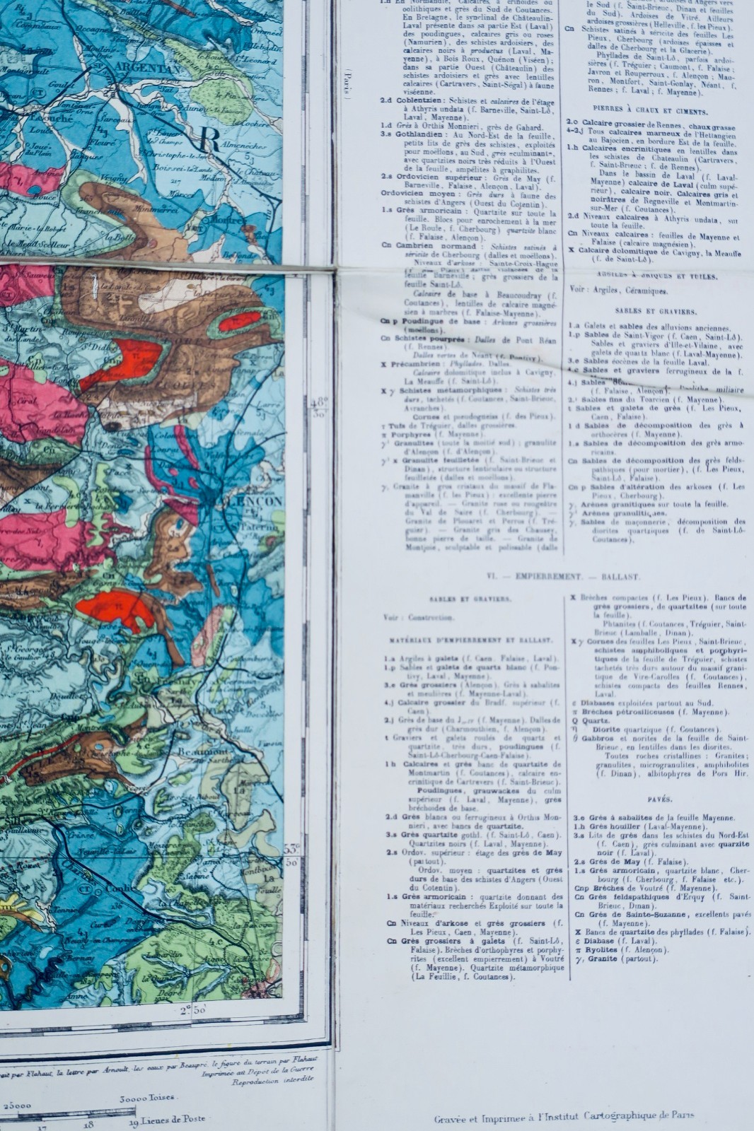 Cherbourg Rennes 73 x 105 cm, topografische Generalstabskarte