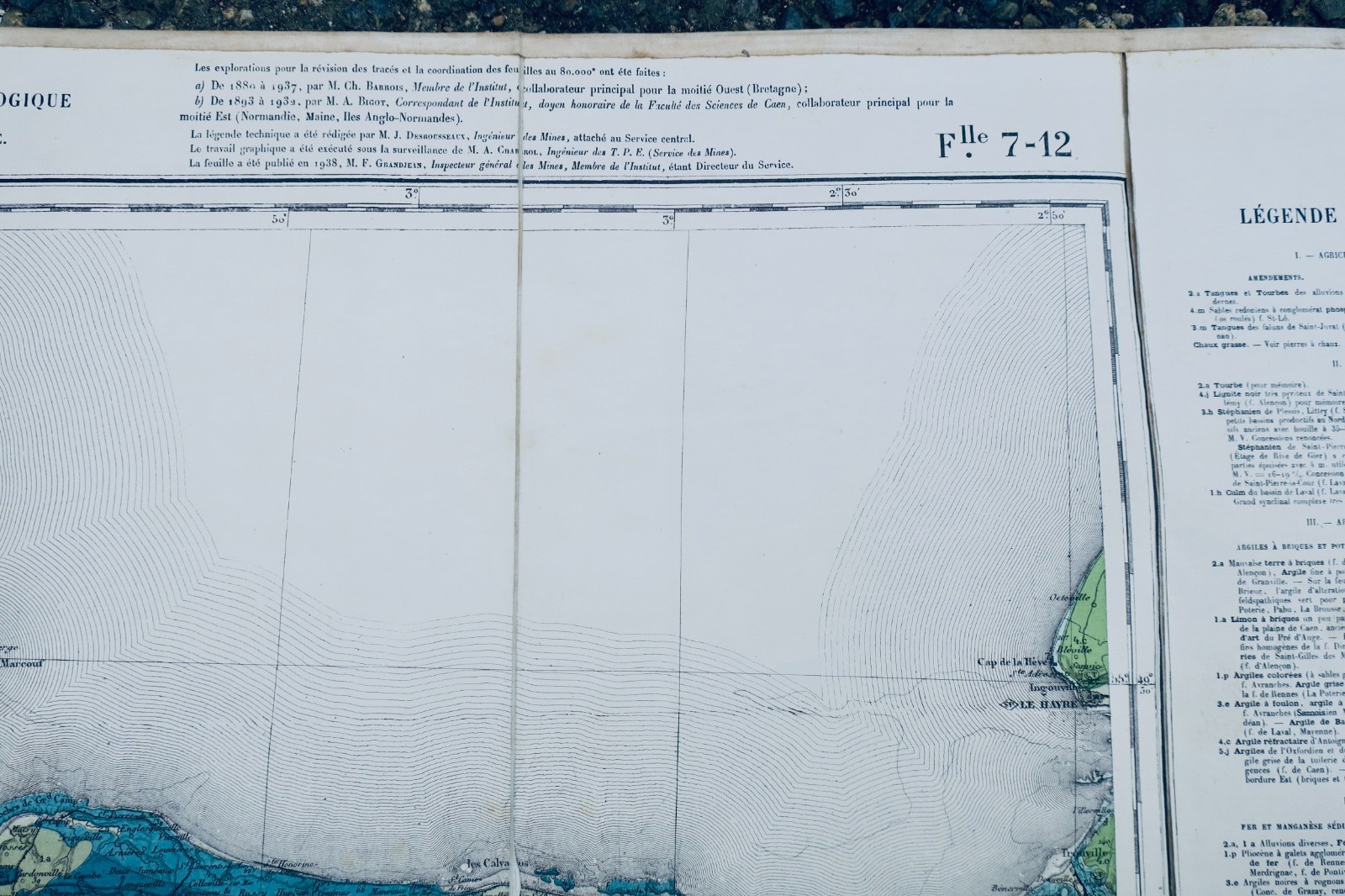 Cherbourg Rennes 73 x 105 cm, topografische Generalstabskarte