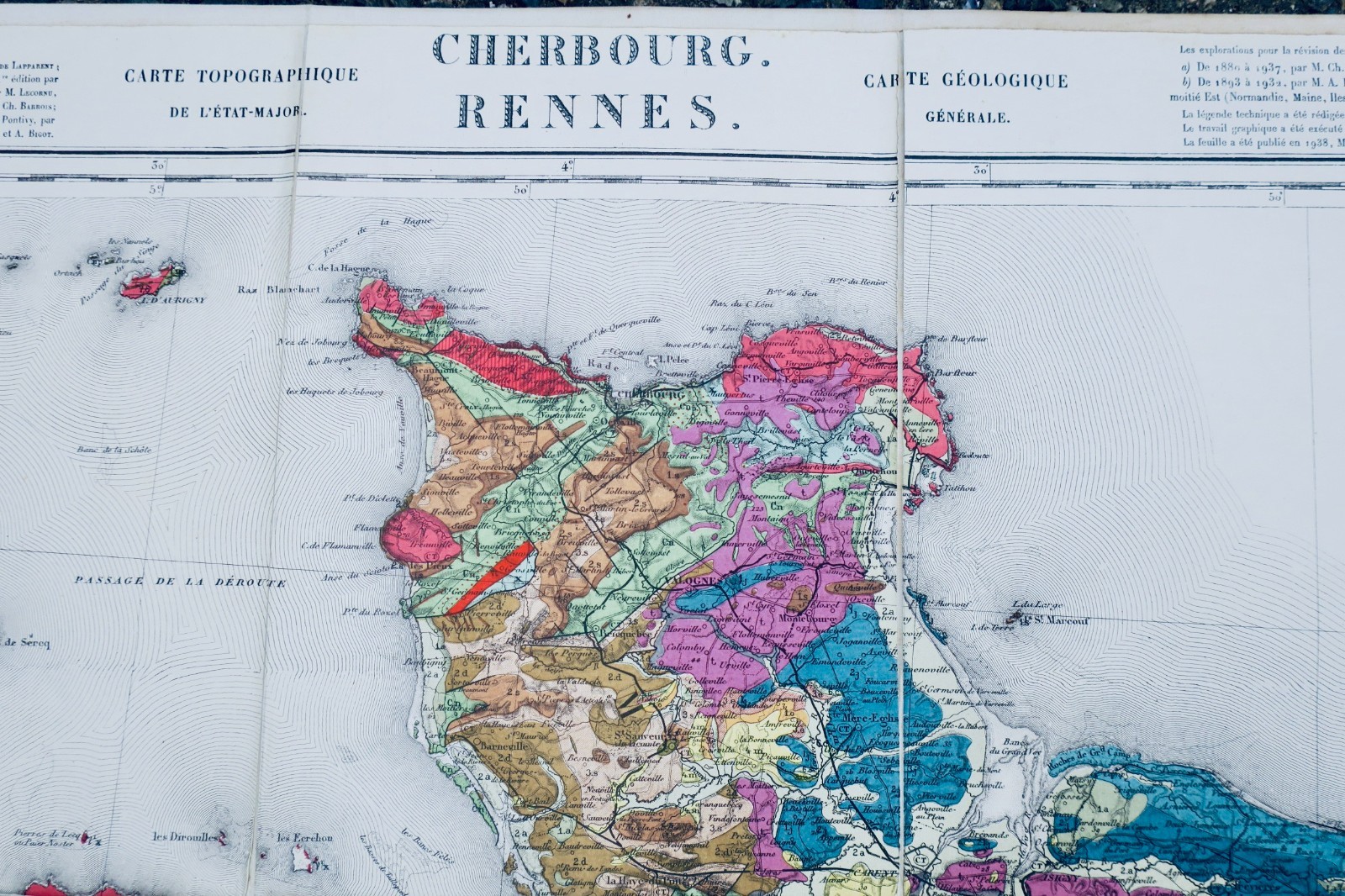 Cherbourg Rennes 73 x 105 cm, topografische Generalstabskarte