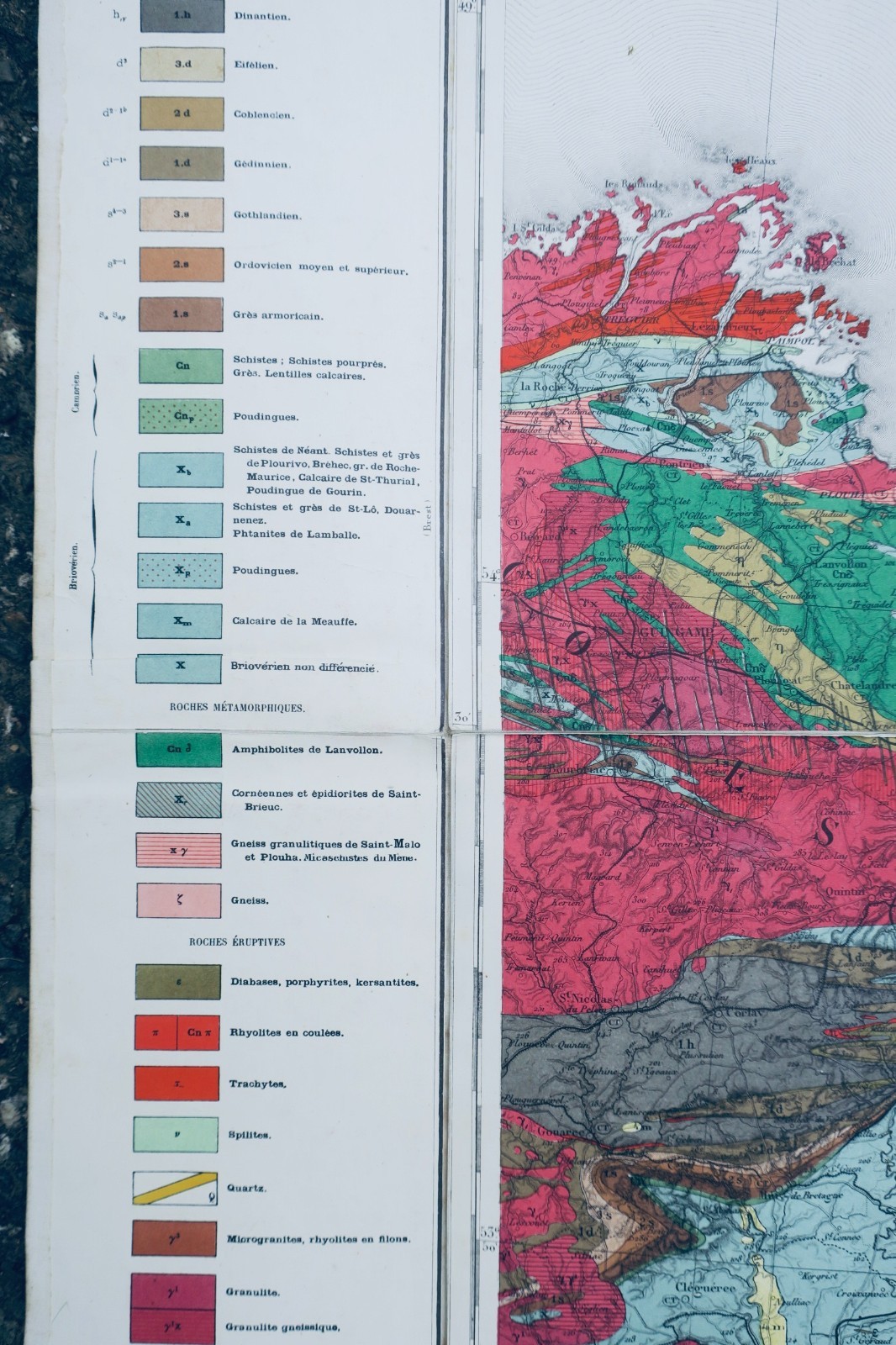 Cherbourg Rennes 73 x 105 cm, topografische Generalstabskarte