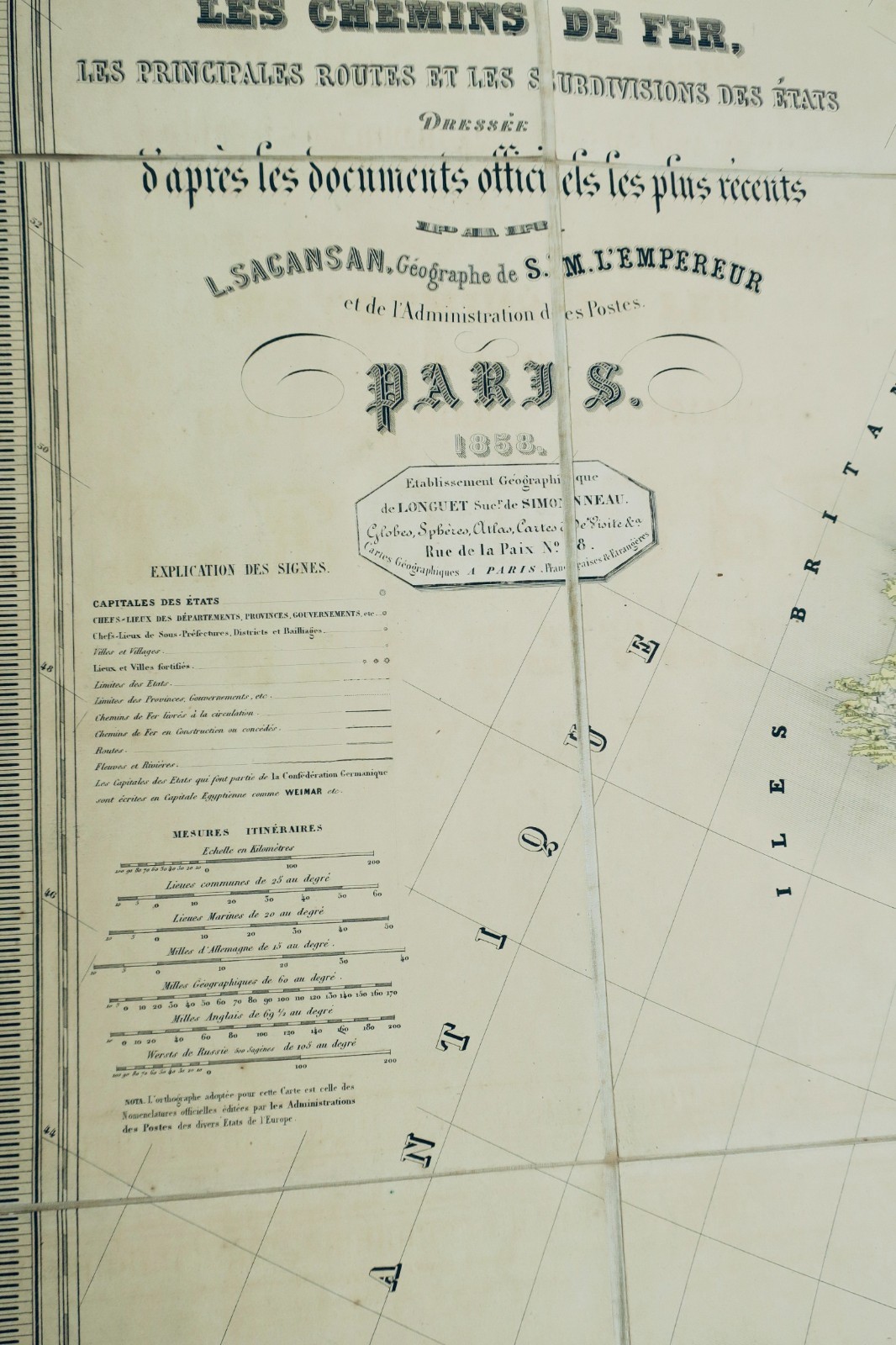 Europa-Karte der Staaten Europas 134 x 103 cm. 1858