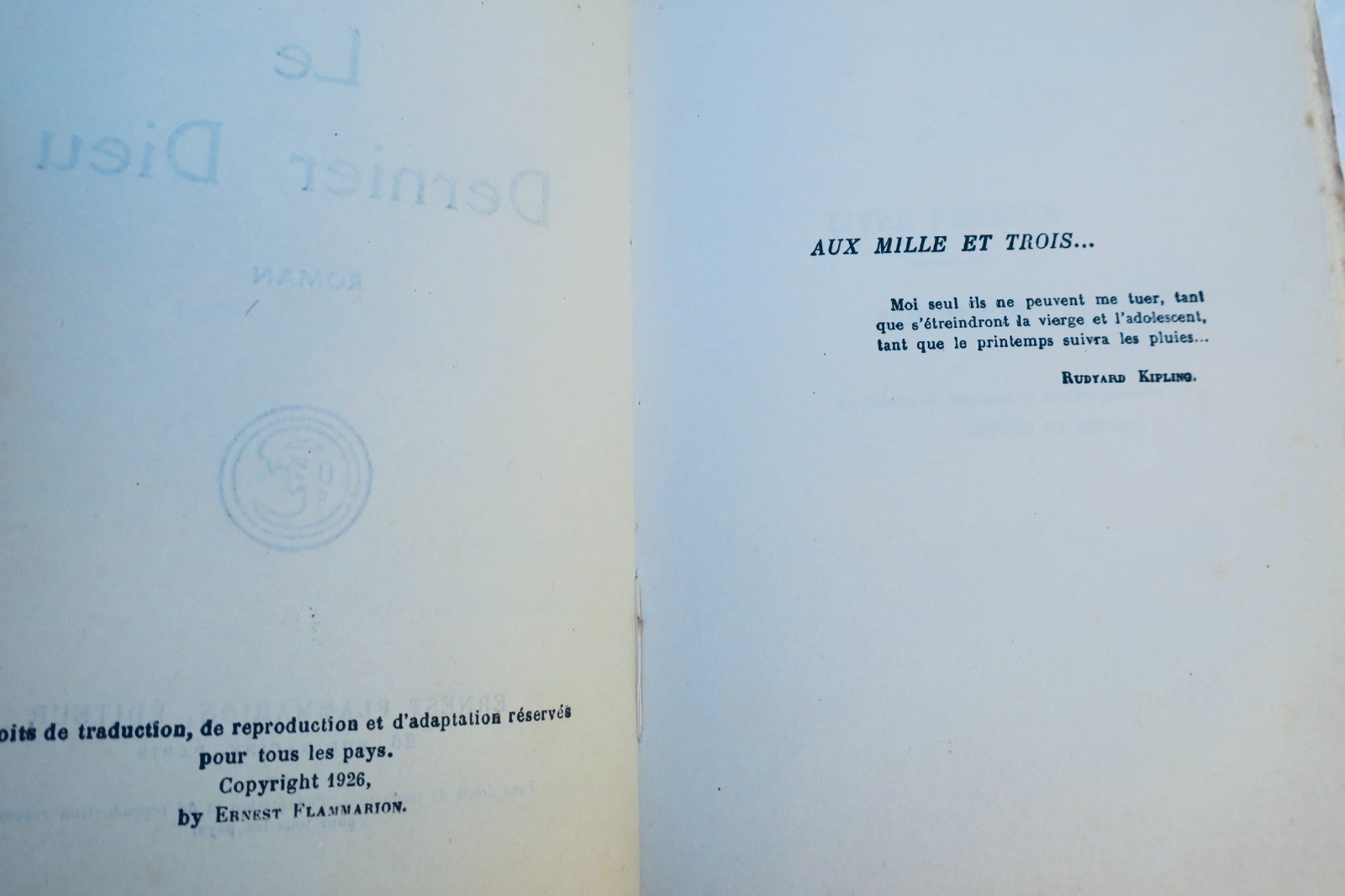 FARRÈRE, Claude: DER LETZTE GOTT. E.O. 1926