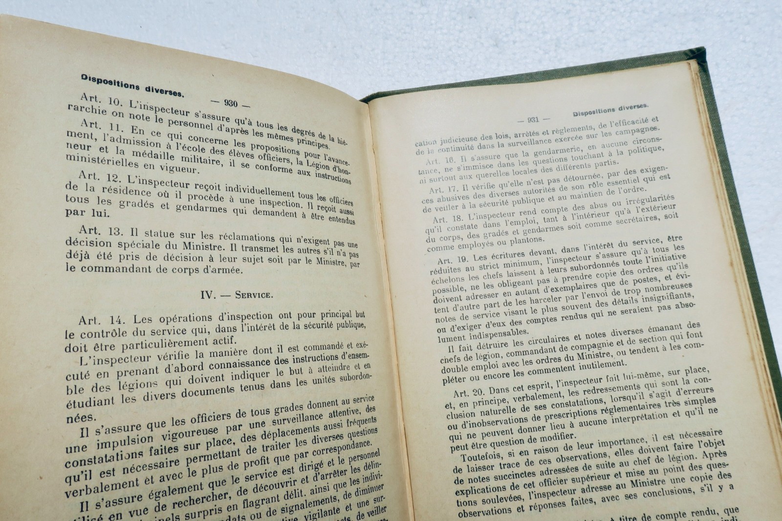 gendarmerie Décret annoté du 20 mai 1903 sur l’organisation et le service 1937 - La Librairie Antique