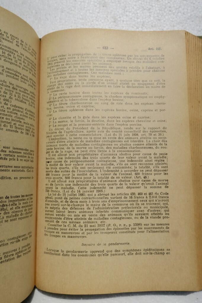 憲兵隊 組織および服務に関する1903年5月20日付注釈付き政令 1937